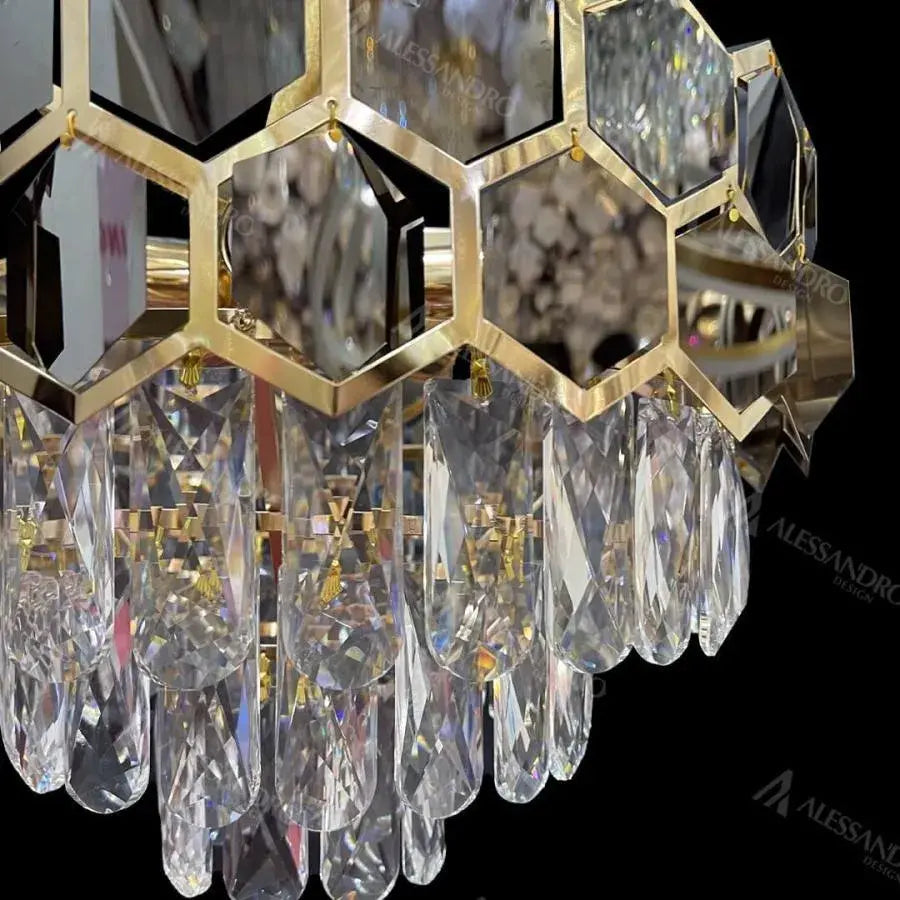 Melih Crystal Chandelier 5x E27 Diameter 40cm Gold Black