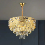 NEUSCHWANSTEIN Petito Crystal Chandelier 3xE14, Diameter 30cm, Gold, Adjustable Height