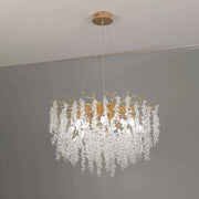 WALTZ Cascade Crystal Chandelier, 9x G9, Gold, 60cm, Adjustable Height