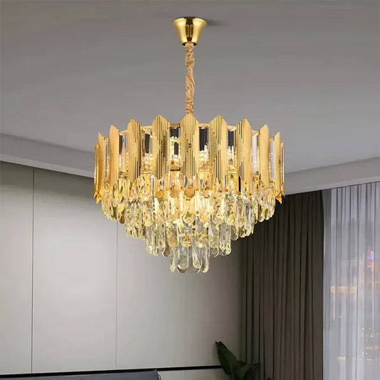 Crystal Chandelier BUCKINGHAM Nobile 5xE14, Diameter 40cm, Shiny Gold, Adjustable Height