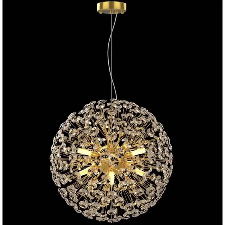 MINUET Crystal Chandelier 8x G9, Diameter 40cm, Shiny Gold, Adjustable Height