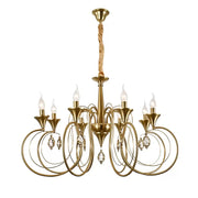 Frederick Crystal Chandelier 8xE14, Diameter 52cm, Gold, Adjustable Height