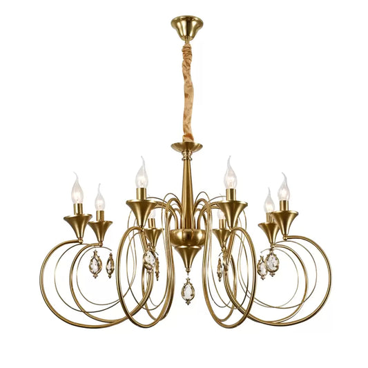 Frederick Crystal Chandelier 8xE14, Diameter 52cm, Gold, Adjustable Height
