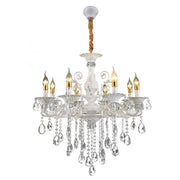 SANSSOUCI Chandelier 8xE14 Crystal and Metal – Royal Elegance, Adjustable Height, Silver White