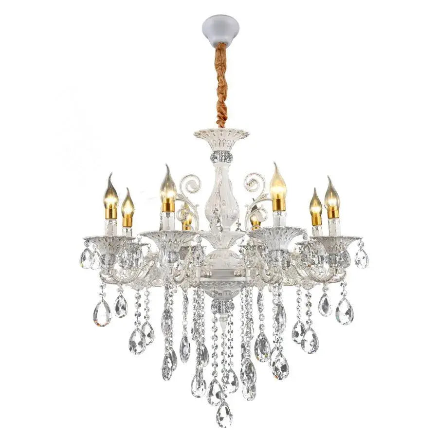 SANSSOUCI Chandelier 8xE14 Crystal and Metal – Royal Elegance, Adjustable Height, Silver White