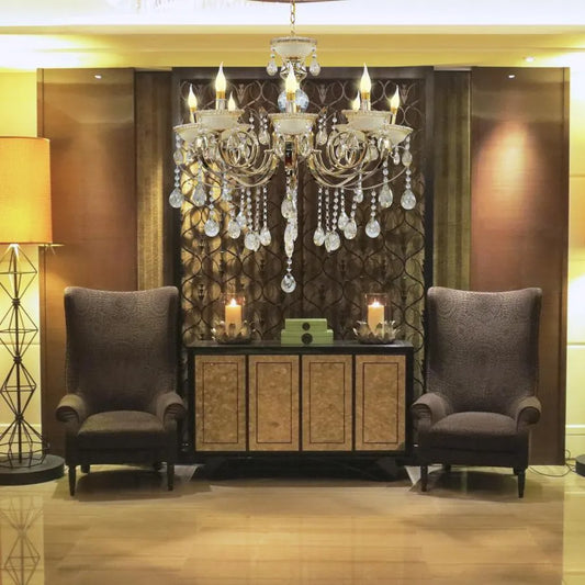 Giala Chandelier, 8*E14, Gold, Metal and Crystal