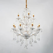 Bruhier Crystal Chandelier 12x E14, Diameter 75cm, White with Gold, Adjustable Height