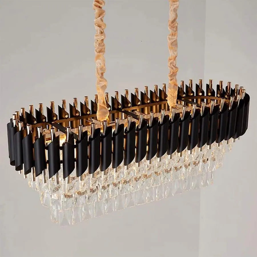 Crystal Chandelier VERSAILLES Regalis 10x E14, Diameter 80cm, Glossy Gold and Black, Adjustable Height