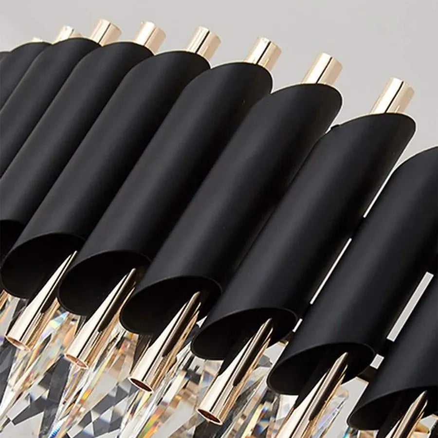 Crystal Chandelier VERSAILLES Regalis 10x E14, Diameter 80cm, Glossy Gold and Black, Adjustable Height