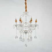 Bruhier Crystal Chandelier 6x E14, Diameter 55cm, White with Gold, Adjustable Height