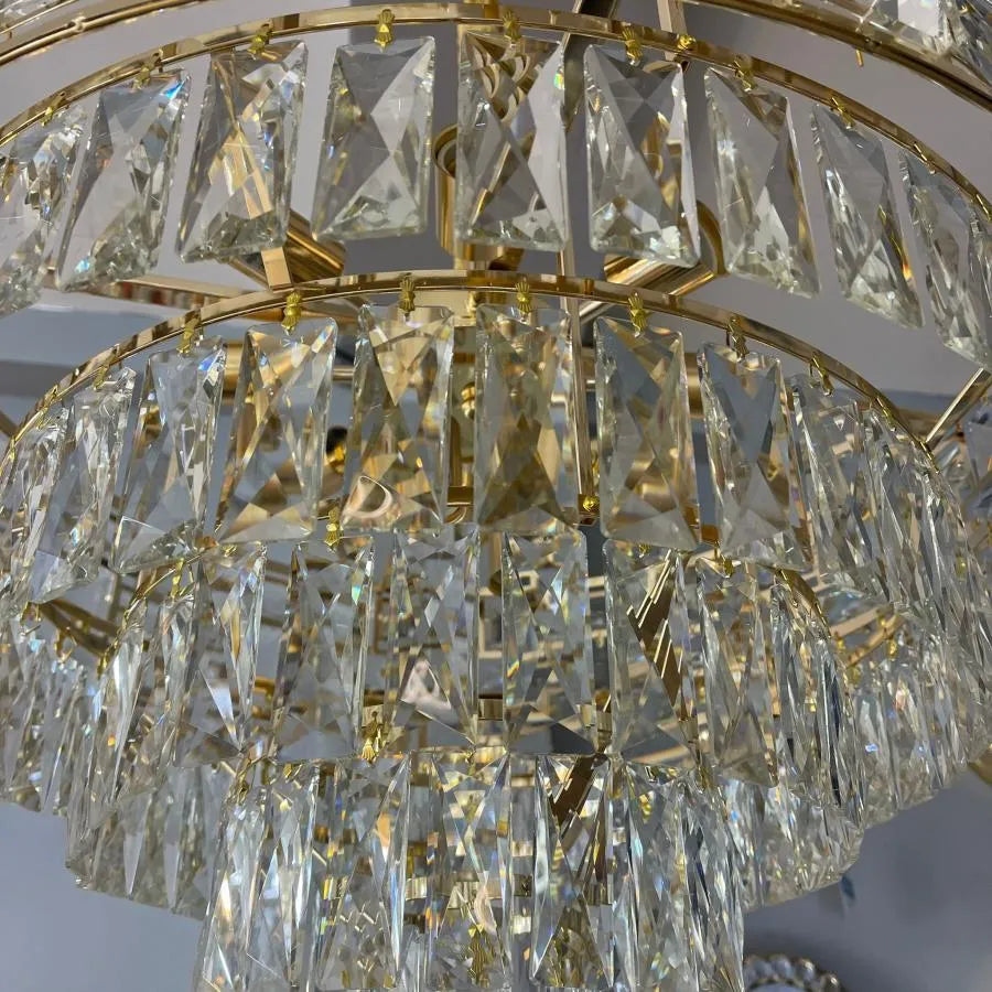 Karam Chandelier 10*E27, Metal and Crystal, Gold