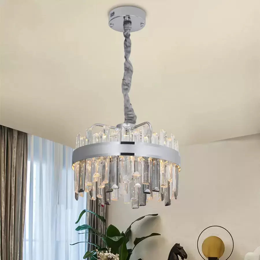 Miguel 92W Dimmable Crystal LED Chandelier with Remote Control Silver
