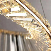 Suspended LED chandelier with remote control and crystal CAIRO 36W, 1 Circle, Cold/Warm/Neutral light, Dimmable, Shiny Gold, Adjustable Height