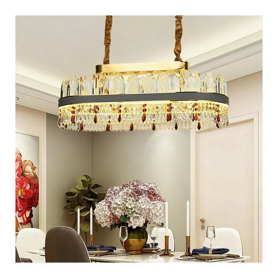 Pollux LED Chandelier with Remote Control, 156W, Diameter 80cm, Gold, Crystal, Dimmable