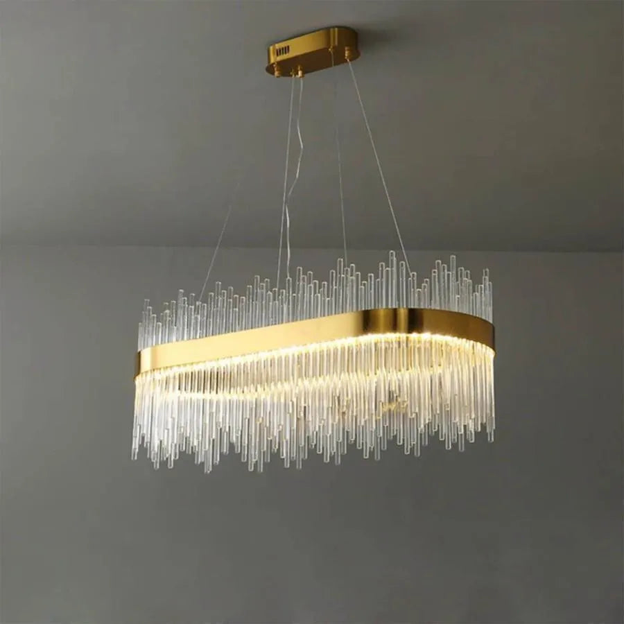 Suspended LED chandelier SIMONE 105W, Linear, Cold/Warm/Neutral light, Dimmable, Shiny Gold, Height Adjustable