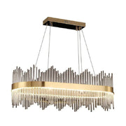 Suspended LED chandelier SIMONE 105W, Linear, Cold/Warm/Neutral light, Dimmable, Shiny Gold, Height Adjustable