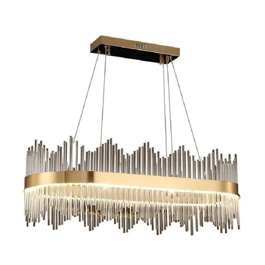 Suspended LED chandelier SIMONE 105W, Linear, Cold/Warm/Neutral light, Dimmable, Shiny Gold, Height Adjustable