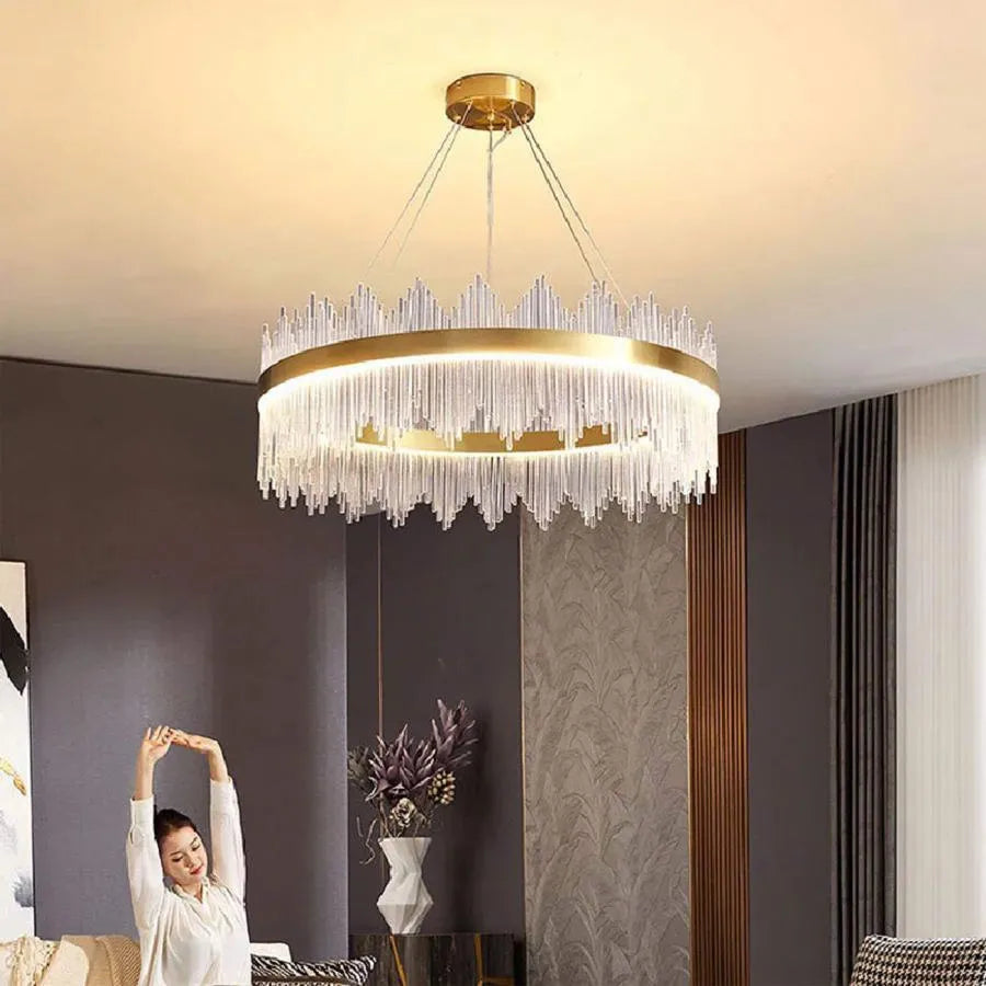 LED Chandelier with Remote Control Lazaro 63W Dimmable Gold