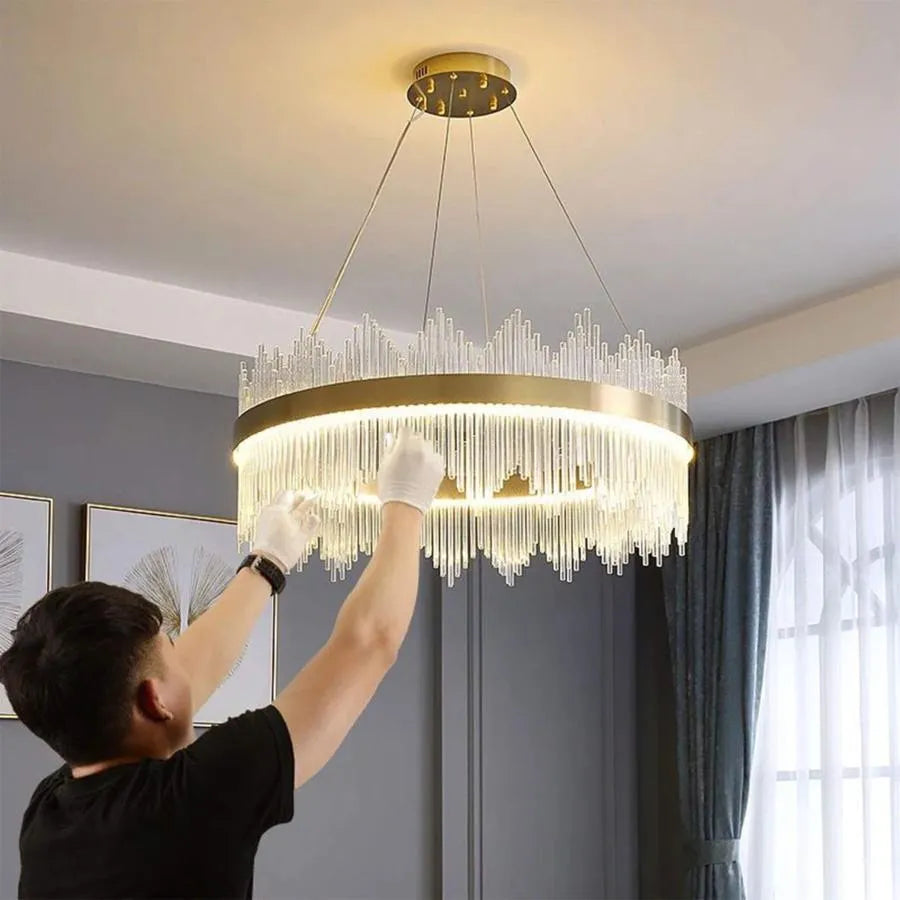 LED Chandelier with Remote Control Lazaro 63W Dimmable Gold