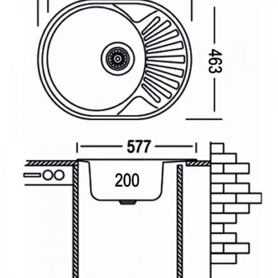 Angora Kitchen Sink, 57*47 cm, Quartz, Satin, 570/470AG