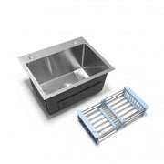 Stainless Steel Kitchen Sink, 50x40X21cm, With Accessories, Brushed Stainless Steel