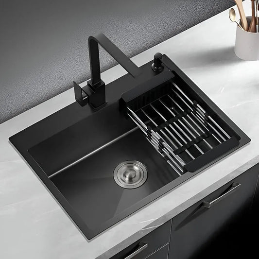 Stainless Steel Kitchen Sink 75x40x21 cm Black Graphite