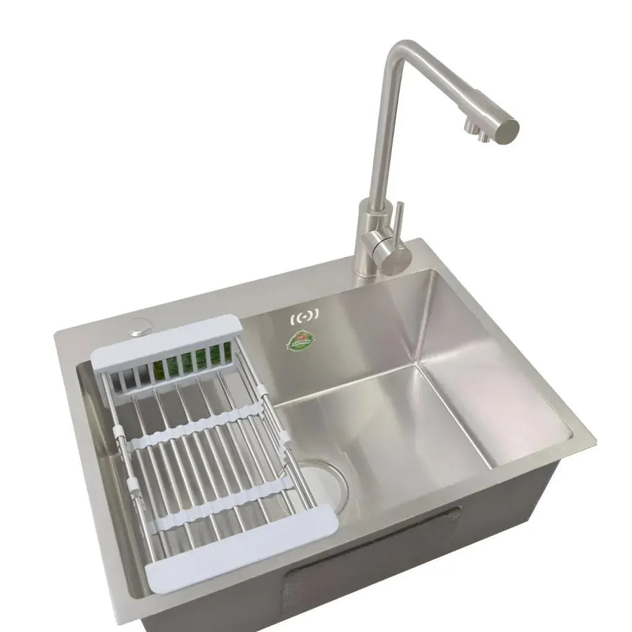 Stainless Steel Kitchen Sink, 50x40X21cm, With Accessories, Brushed Stainless Steel