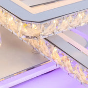 LED chandelier with remote control and crystal LEILA 237W, 8 Squares, Cold/Warm/Neutral light, Dimmable, Shiny Chrome White