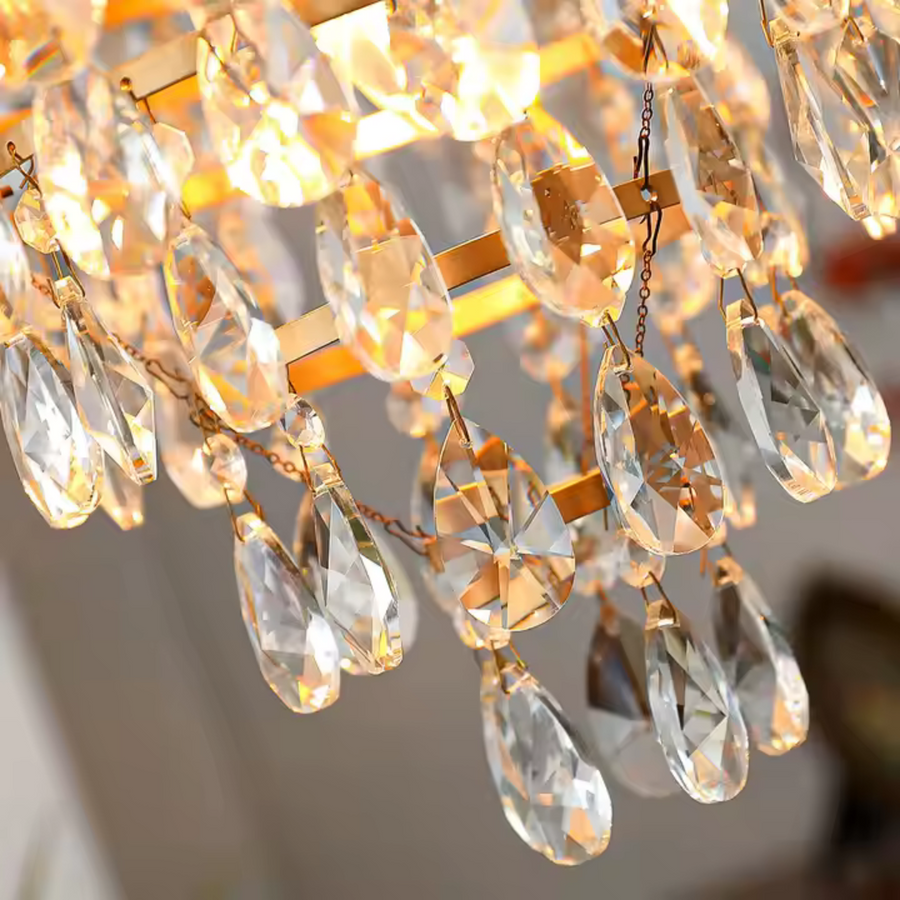 Crystal Chandelier REGALITE Petito, 3XE14, Diameter 25cm, Shiny Gold, Adjustable Height
