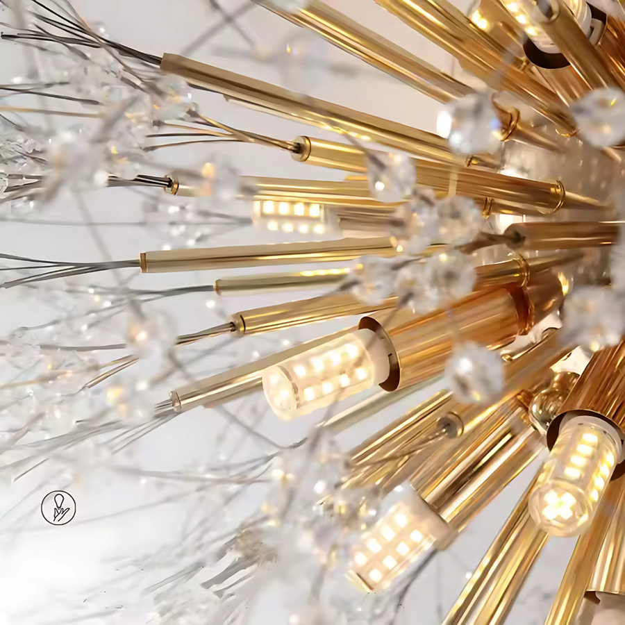 Crystal Chandelier RONDO Vivace, 8x G9, Diameter 60cm, Shiny Gold