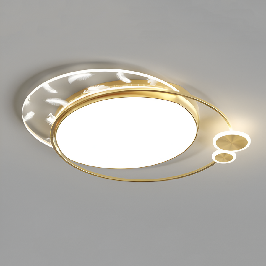 Lorenzo LED Chandelier with Remote Control, 40W, Dimmable, Gold, Metal and Acrylic, 3000K/4000K/6000K
