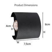 Fantas Outdoor and Indoor LED Wall Lamp, 2 Sources x 1W, IP65, Metallic, Black, 3000K