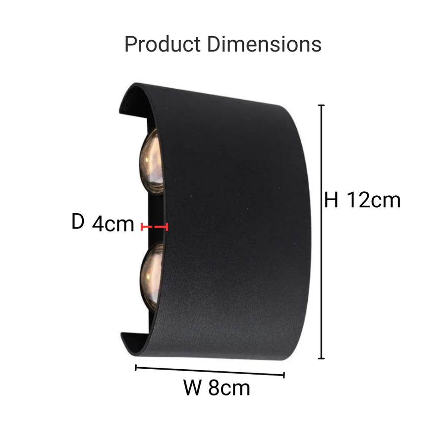 Fantas Outdoor and Indoor LED Wall Lamp, 4 Sources x 1W, IP65, Metallic, Black, 3000K