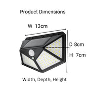 Solar Lamp with Motion Sensor, 100 LEDs, 20W, IP.65, Black