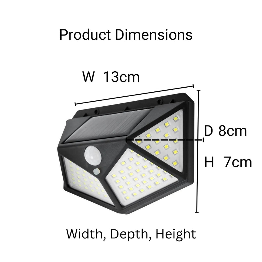 Solar Lamp with Motion Sensor, 100 LEDs, 20W, IP.65, Black