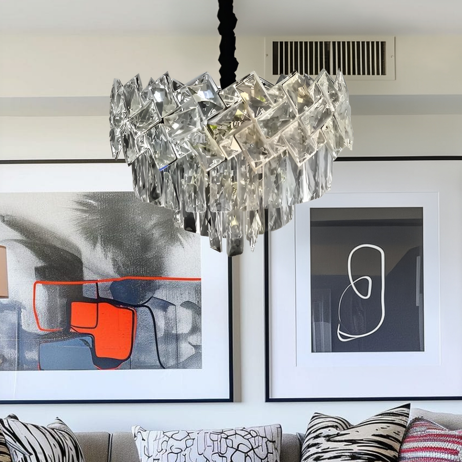 WINDSOR Nobile Crystal Chandelier 5xE27, Diameter 40cm, Glossy Chrome, Adjustable Height