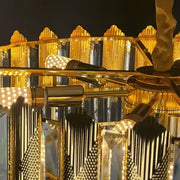 HAMPTON Eleganza Crystal Chandelier 7x E14, Diameter 49cm, Shiny Gold, Adjustable Height