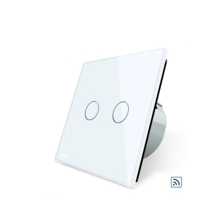 Wireless Touch Switch, Double, White, Tempered Glass, Livolo