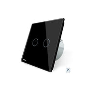 Wireless Touch Switch, Double, Black, Tempered Glass, Livolo