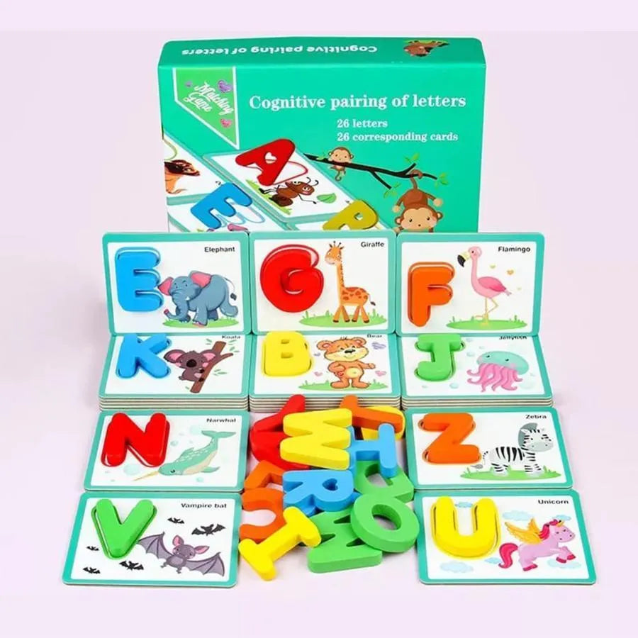 Cognitive and Educational Game with Animals and Letters, 53 Pieces, Cardboard