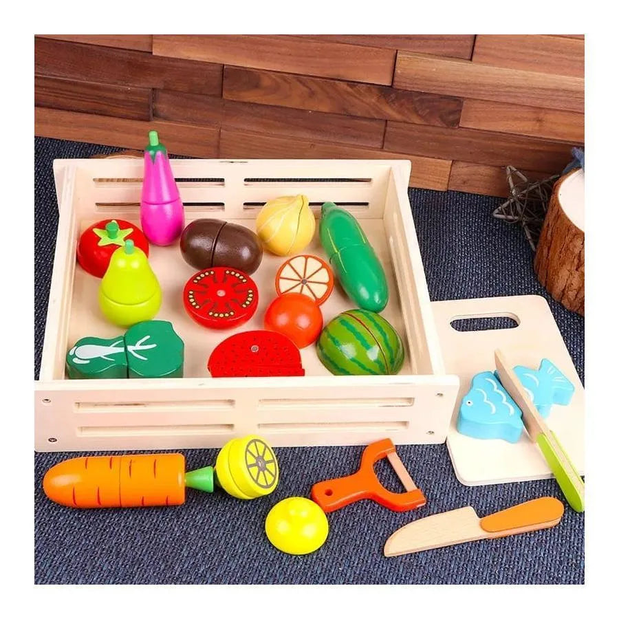 Creative Fruit and Vegetable Game, 17 Pieces, Wood