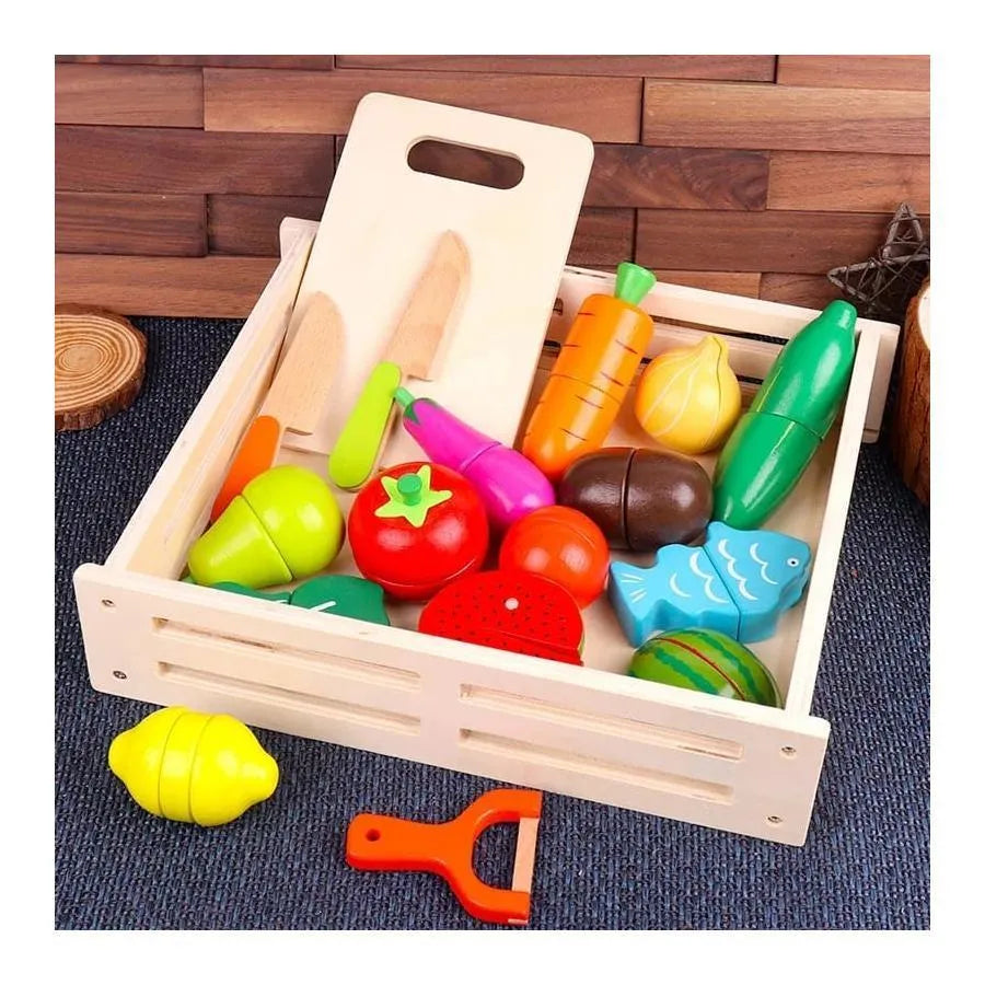 Creative Fruit and Vegetable Game, 17 Pieces, Wood