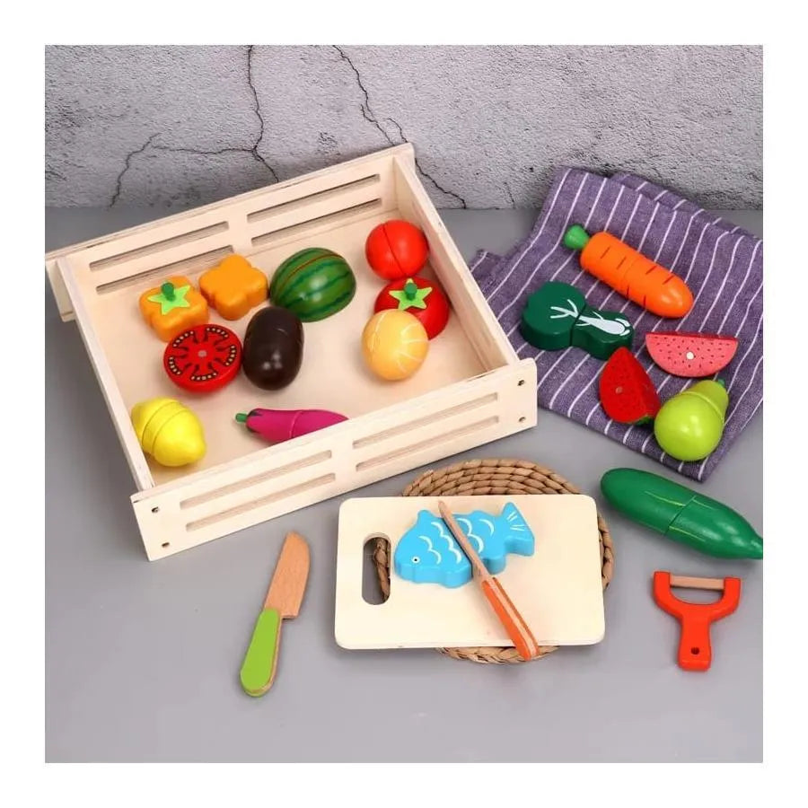 Creative Fruit and Vegetable Game, 17 Pieces, Wood