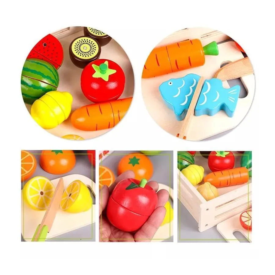 Creative Fruit and Vegetable Game, 17 Pieces, Wood