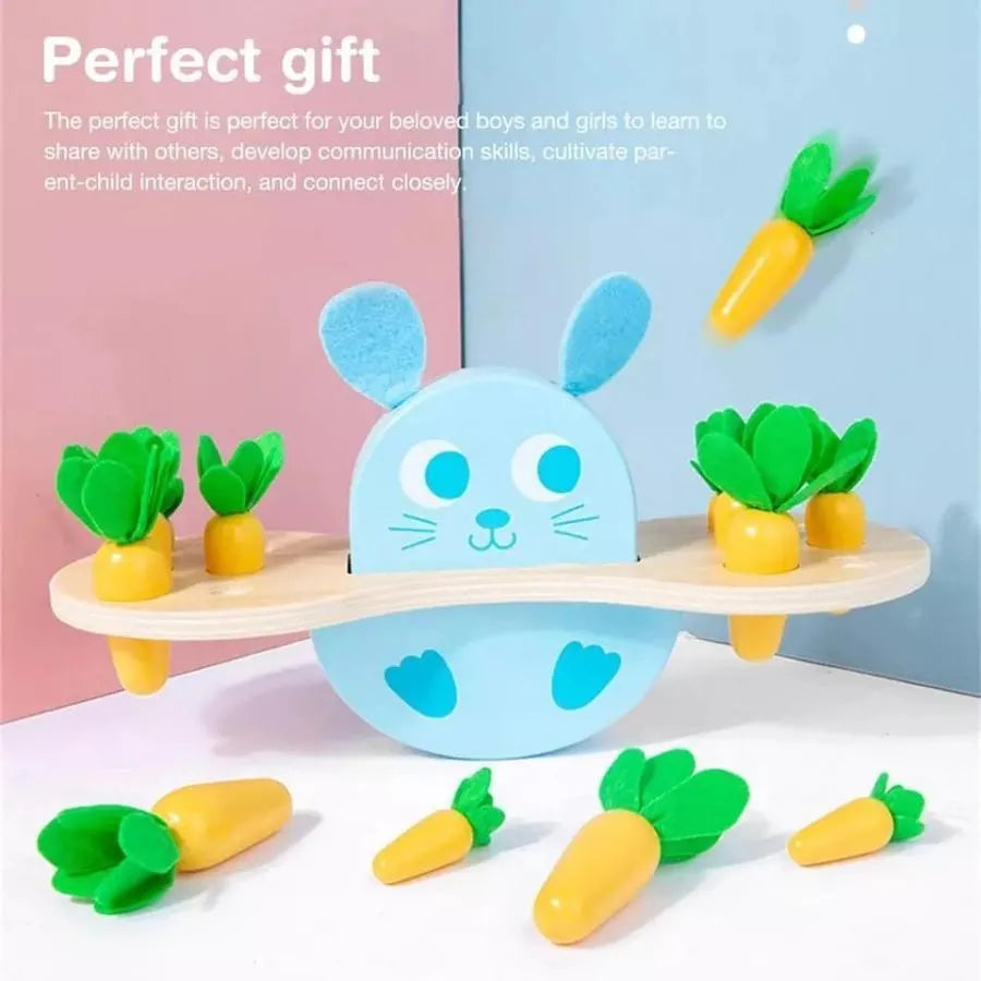 Interactive Game with Bunny and Carrots, 14 Pieces, Wood