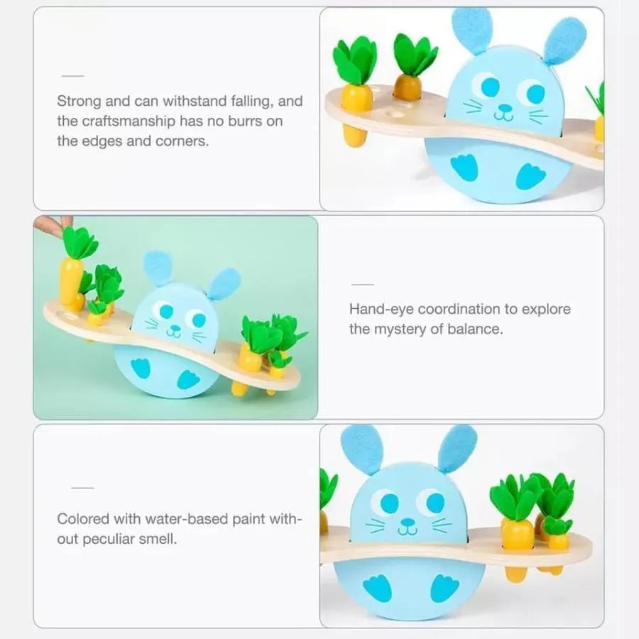 Interactive Game with Bunny and Carrots, 14 Pieces, Wood