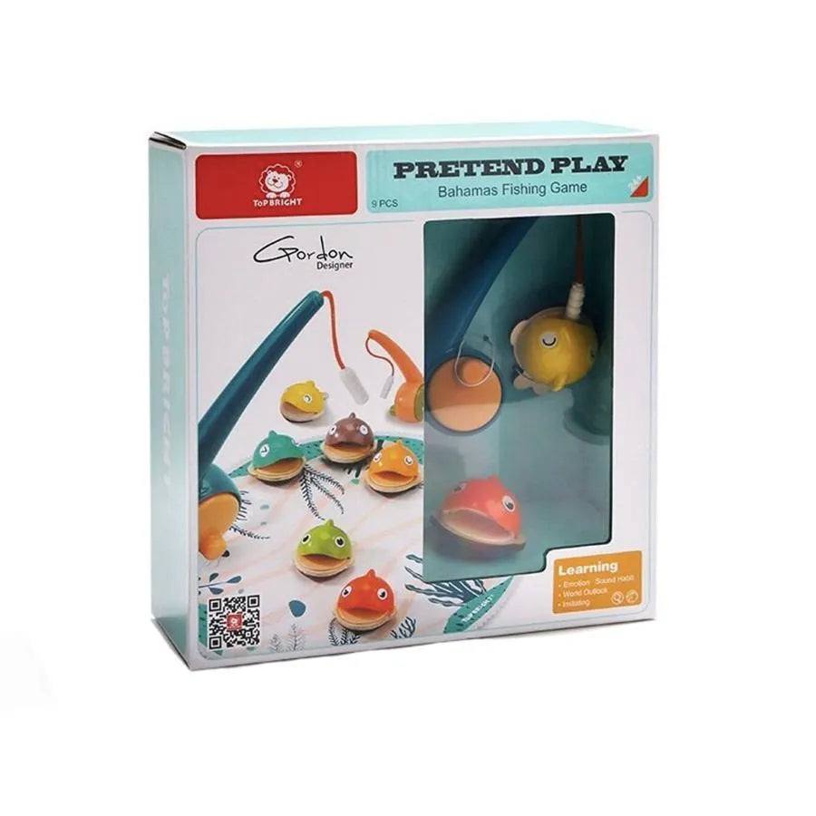 Little Fisherman Game with Multicolored Fishes, 9 Pieces, Wood and Plastic