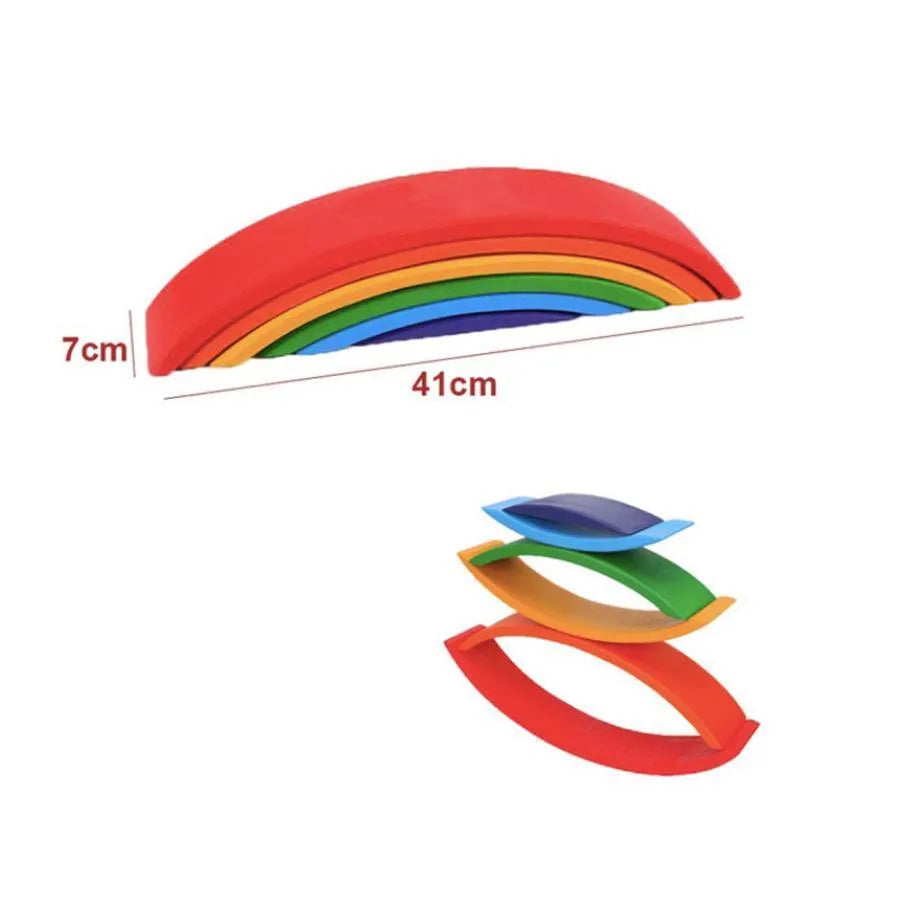 Puzzle Game Bright Rainbow, 6 Pieces, Multicolor, Wood