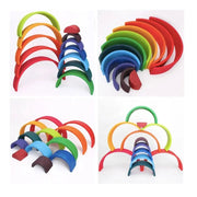 Puzzle Game Bright Rainbow, 6 Pieces, Multicolor, Wood