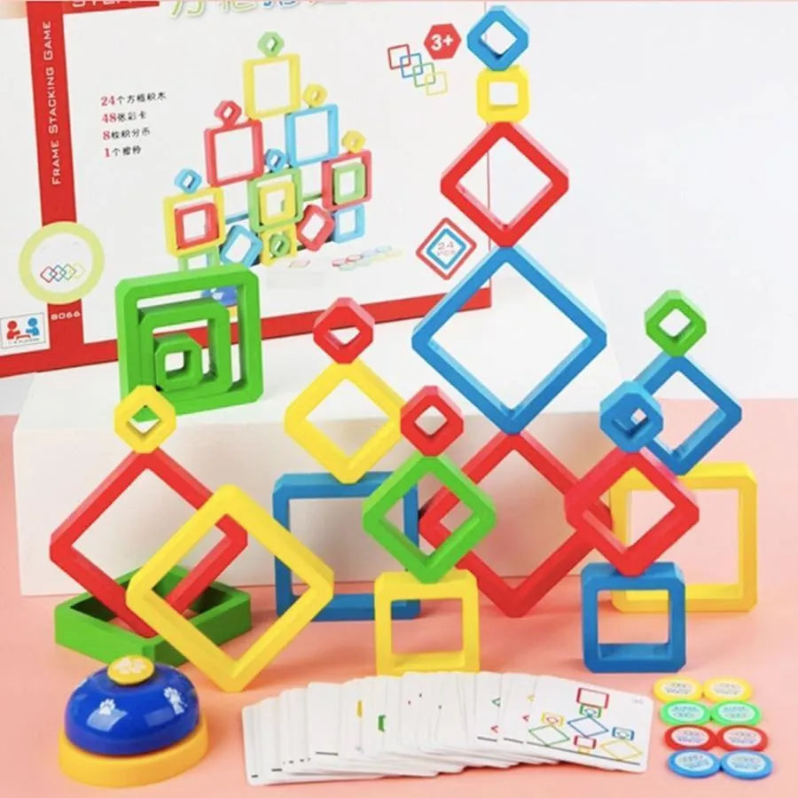 Frame Stacking Game, 81 Pieces, Wood and Cardboard, 1-4 Players